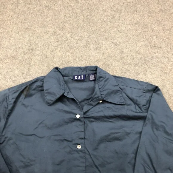 Vintage Gap Shirt Womens Large Blue Solid Cotton Long Sleeve Button Up Woven - Picture 4 of 10